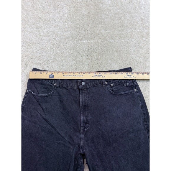 Harley Davidson Jeans Mens 40x32 Black Straight Leg Biker Logo Riding Outdoor - Picture 6 of 9